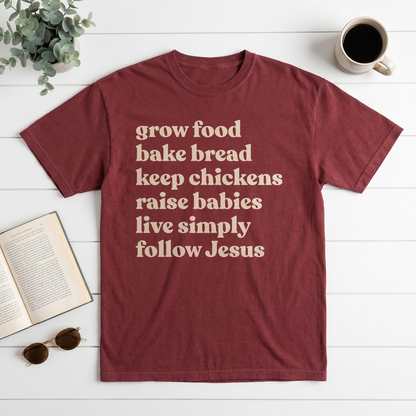 Comfort Colors 1717 Grow Food, Bake Bread, Follow Jesus T-shirt